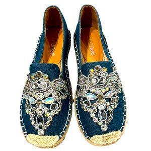 J. Renee Denim Gordana Rhinestone De-tailed Espadrilles